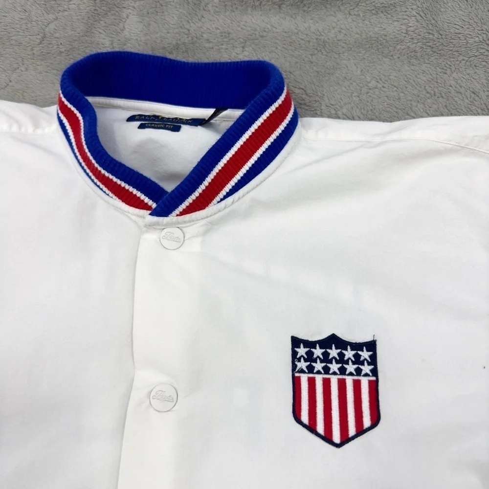 Polo Ralph Lauren Warm Up Shirt Mens Small Shield Jacket Classic Fit Preppy USA